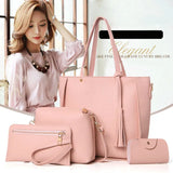 4Pcs/Set Women Messenger Bags Zipped Tassels Leather Handbag