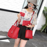 4Pcs/Set Women Messenger Bags Zipped Tassels Leather Handbag