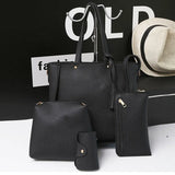 4Pcs/Set Women Messenger Bags Zipped Tassels Leather Handbag