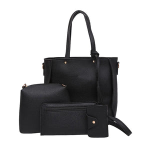 4Pcs/Set Women Messenger Bags Zipped Tassels Leather Handbag