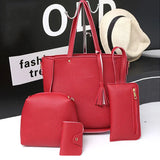 4Pcs/Set Women Messenger Bags Zipped Tassels Leather Handbag