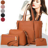 4Pcs/Set Women Messenger Bags Zipped Tassels Leather Handbag