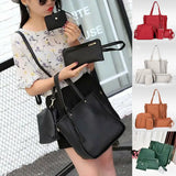 4Pcs Set Women Leather Shoulder Bags Tote Purse Satchel Messenger Bags