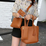 4Pcs Set Women Leather Shoulder Bags Tote Purse Satchel Messenger Bags