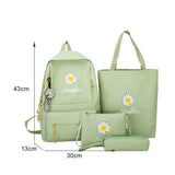 4Pcs/Set Canvas Daisy School Backpacks For Girls Boys