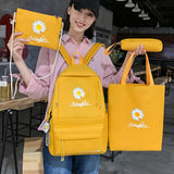 4Pcs/Set Daisy Canvas School Backpacks for Teenage Girls