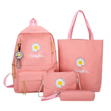 4Pcs/Set Daisy Canvas School Backpacks for Teenage Girls