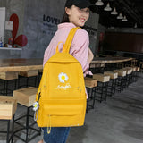 4Pcs/Set Daisy Canvas School Backpacks for Teenage Girls