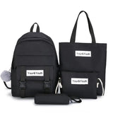 4Pcs/Set Women Canvas Schoolbag Large Capacity Backpack for Teenagers