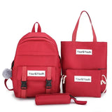 4Pcs/Set Women Canvas Schoolbag Large Capacity Backpack for Teenagers