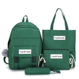4Pcs/Set Women Canvas Schoolbag Large Capacity Backpack for Teenagers