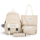 4Pcs/Set Women Canvas Schoolbag Large Capacity Backpack for Teenagers