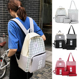4Pcs/set Kids Canvas Backpack Schoolbag for Teenagers