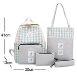 4Pcs/set Kids Canvas Backpack Schoolbag for Teenagers