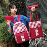 4Pcs/set Kids Canvas Backpack Schoolbag for Teenagers