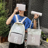 4Pcs/set Kids Canvas Backpack Schoolbag for Teenagers