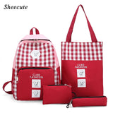 4Pcs/set Kids Canvas Backpack Schoolbag for Teenagers