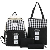 4Pcs/set Kids Canvas Backpack Schoolbag for Teenagers