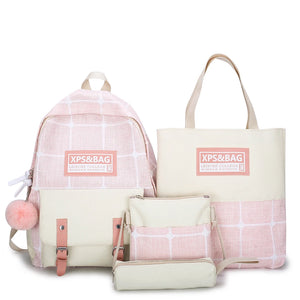 Casual Canvas Women Backpack For Teenagers Girls Student