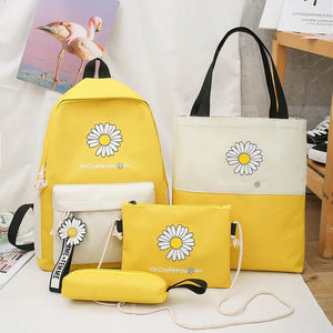 Flower Printed Canvas Backpacks for Girls Students Travel School Laptop Bags