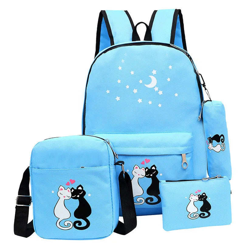 4Pcs/set School Bags For Teenage Girls Printing Backpacks Preppy Style Rucksack