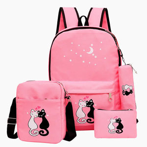 4Pcs/set School Bags For Teenage Girls Printing Backpacks Preppy Style Rucksack
