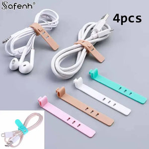 4Pcs Silicone Cable Winder Earphone Protector USB Phone Holder Organizers