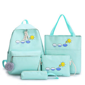 4Pcs School Backpacks for Teen Girls Student Book Bag Kids Mochilas Sac