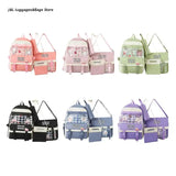 Waterproof Nylon Girl School Bag with Pendant Pin Mini Backpack