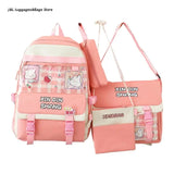 Waterproof Nylon Girl School Bag with Pendant Pin Mini Backpack