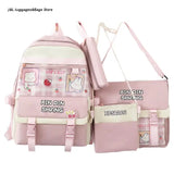 Waterproof Nylon Girl School Bag with Pendant Pin Mini Backpack