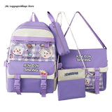 Waterproof Nylon Girl School Bag with Pendant Pin Mini Backpack