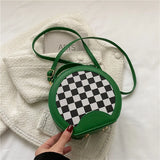 4TRAVEASY Plaid Ladies Crossbody Bag Summer Leather Handbags for Women