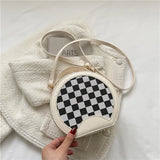 4TRAVEASY Plaid Ladies Crossbody Bag Summer Leather Handbags for Women