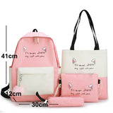 4pcs Cartoon Cat Print Children School Bags for Girls Backpacks