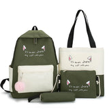 4pcs Cartoon Cat Print Children School Bags for Girls Backpacks