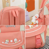 4pcs Cartoon Nylon School Backpack Travel Daypacks for Student Teen Girls