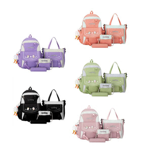 4pcs Cartoon Nylon School Backpack Travel Daypacks for Student Teen Girls