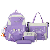 4pcs Cartoon Nylon School Backpacks Travel Daypacks Shoulder Bags Pencil Case