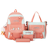 4pcs Cartoon Nylon School Backpacks Travel Daypacks Shoulder Bags Pencil Case