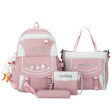 4pcs Cartoon Nylon School Backpacks Travel Daypacks Shoulder Bags Pencil Case