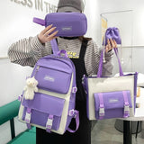 4pcs Backpack Drawstring Bag Handbag Pencil Case School Bookbag for Teenagers