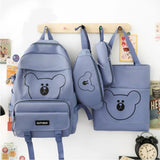 4pcs Bear Backpack Handbag Pencil Case Waist Bag Set for Girls