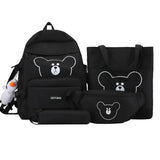 4pcs Bear Backpack Handbag Pencil Case Waist Bag Set for Girls