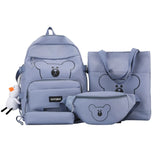 4pcs Bear Backpack with Waist Bag Handbag Pencil for Teenagers