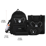 4pcs Bear Backpack with Waist Bag Handbag Pencil for Teenagers