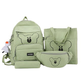 4pcs Bear Backpack with Waist Bag Handbag Pencil for Teenagers