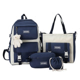 4pcs Drawstring Backpack Set with Pencil Bag, Casual School Rucksack