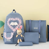 4pcs Lace School Backpack with Shoulder Bag Pencil Case Book Bags