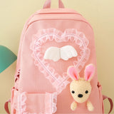 4pcs Lace School Backpack with Shoulder Bag Pencil Case Book Bags